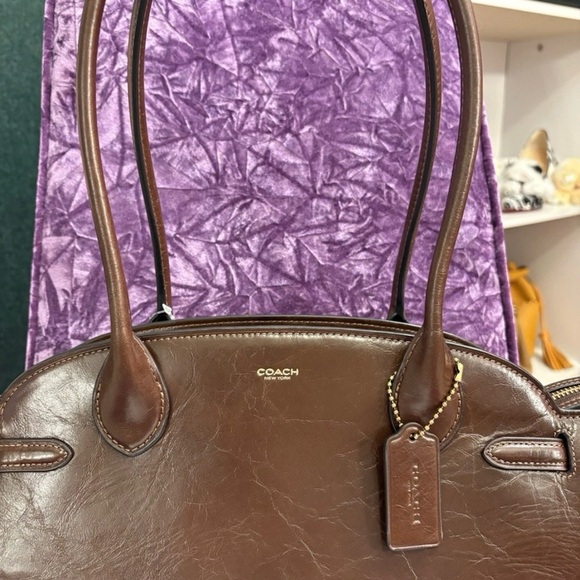 Coach Dark Brown Leather Shoulder Bag - Picture 2 of 8